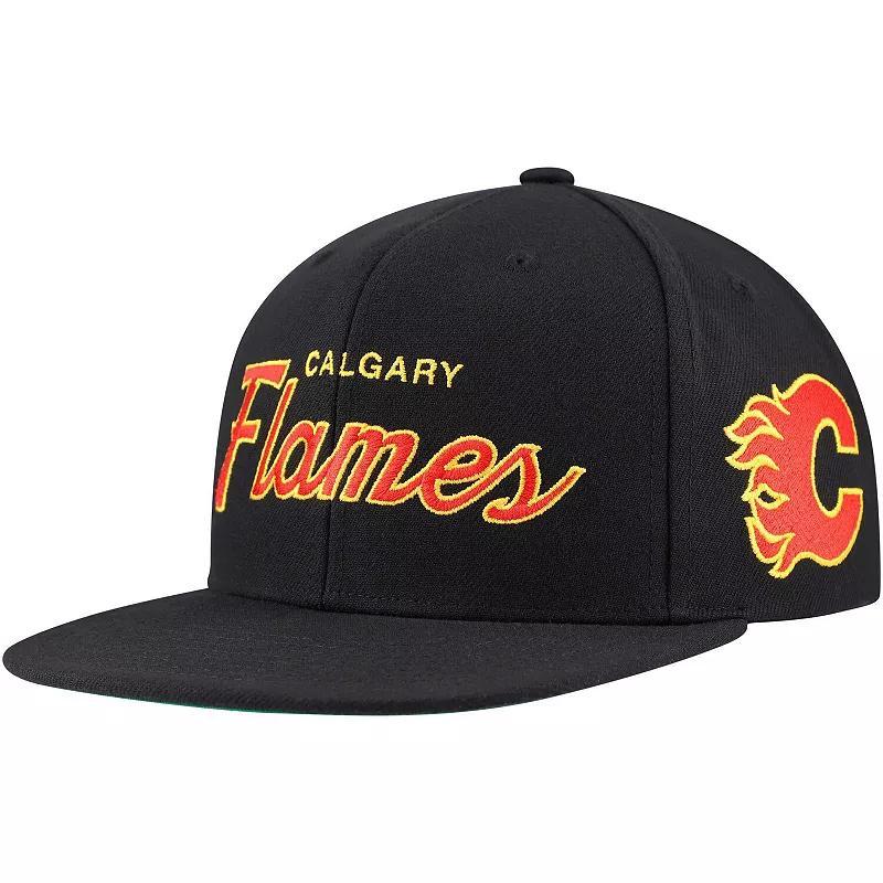 Mens Mitchell & Ness Calgary Flames Core Team Script 2.0 Snapback Hat Product Image