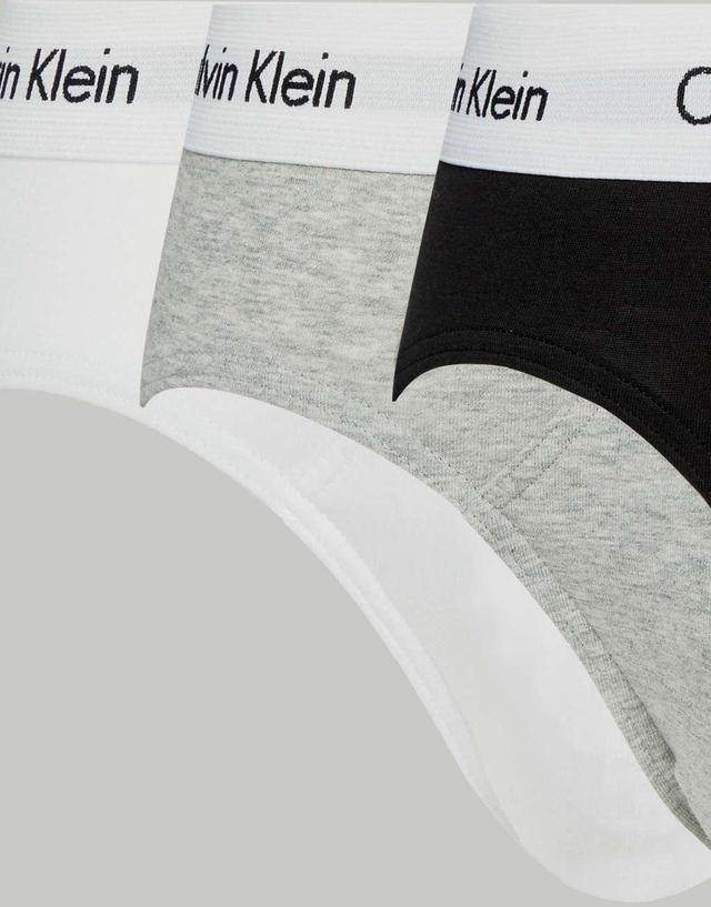 Calvin Klein Cotton Stretch 3-pack briefs in black, white and gray Product Image