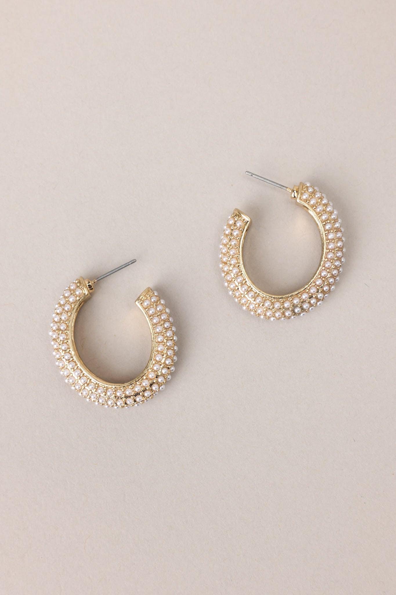 Golden Sands Pearl Hoop Earrings Product Image