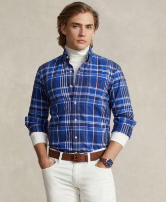 Mens Classic Oxford Plaid Long-Sleeve Sport Shirt Product Image