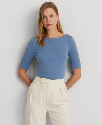 Petite Ribbed Elbow-Sleeve Tee Product Image