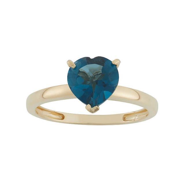 Designs by Gioelli London Blue Topaz 10k Gold Heart Ring, Womens Product Image