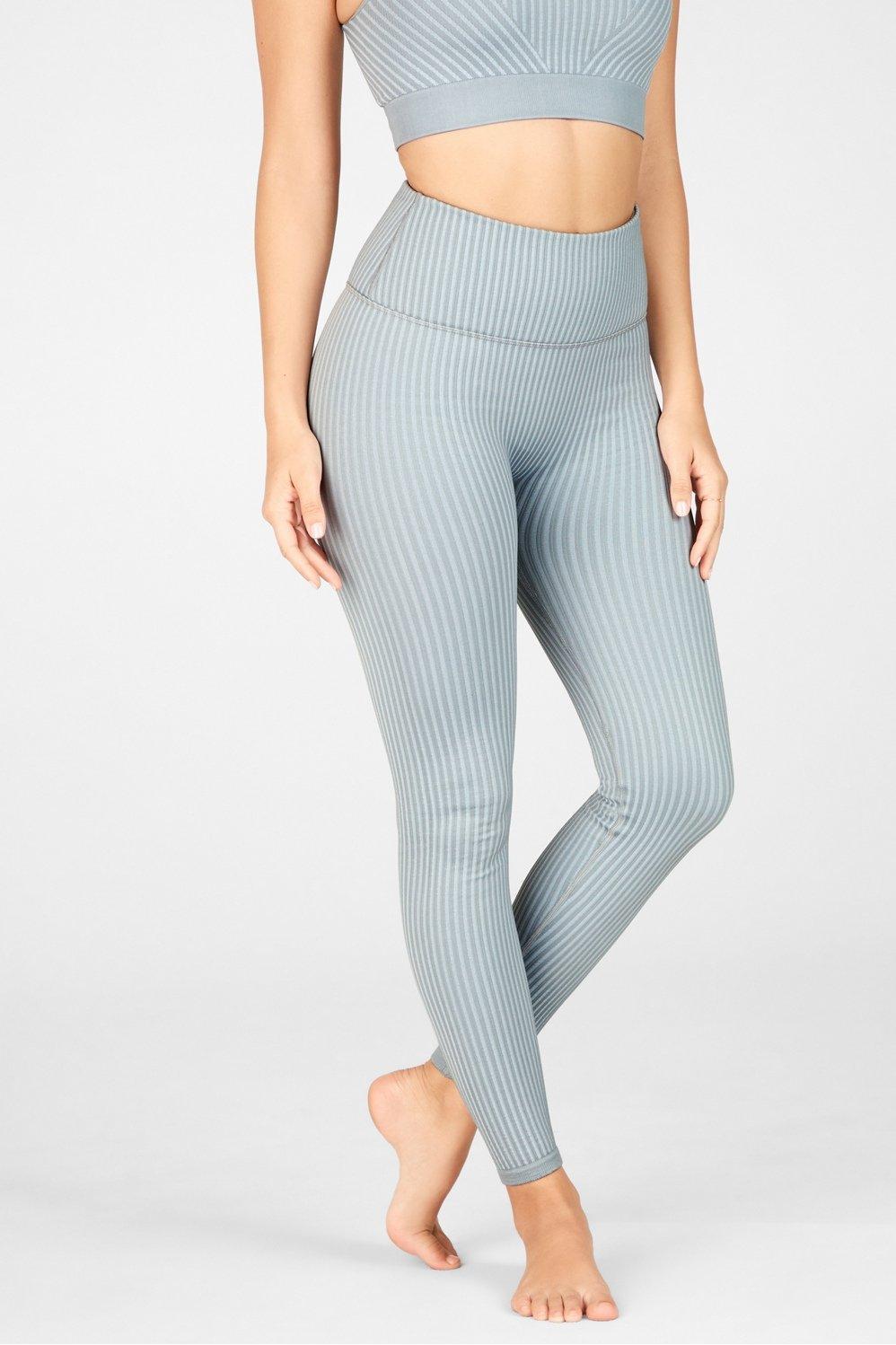 Fabletics High-Waisted Seamless Rib Legging Womens Raincloud/Arctic Grey Size XS Product Image