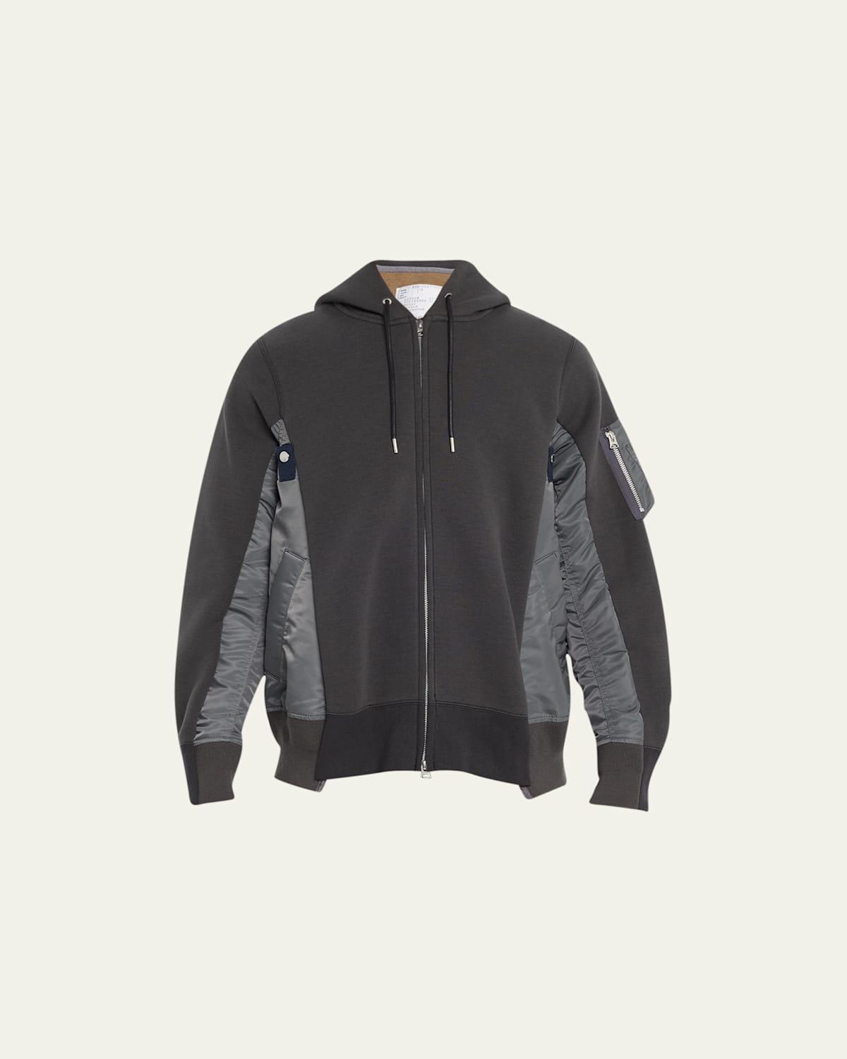 Mens Mixed-Media Zip Hoodie Product Image