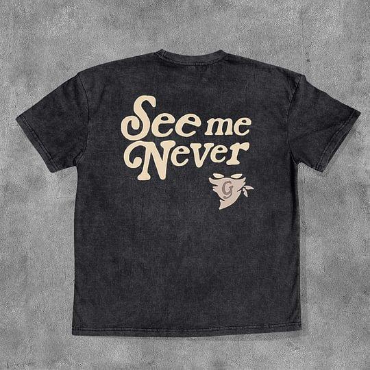 Vintage See Me Never Washed Print Short Sleeve T-Shirt Product Image