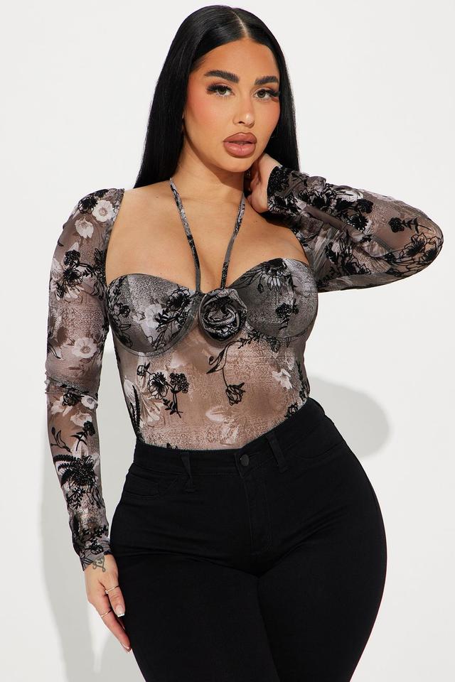 Dead Roses Mesh Bodysuit - Black/combo Product Image