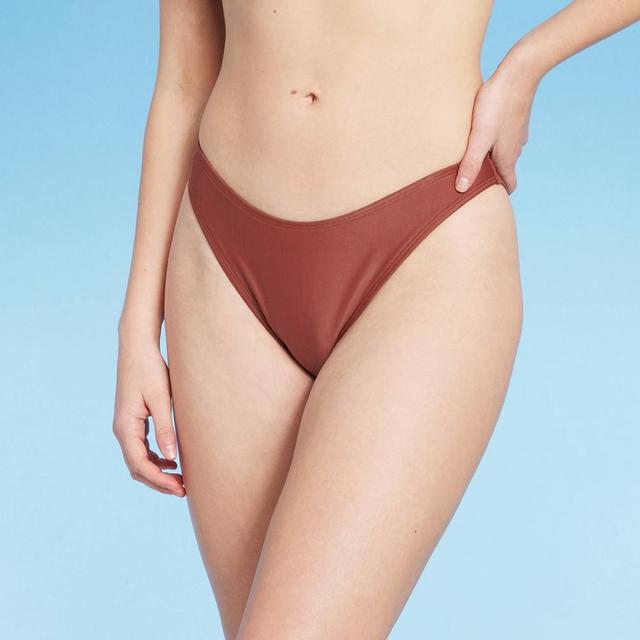 Womens Scoop Front Ultra High Leg Cheeky Bikini Bottom - Wild Fable Brown S Product Image