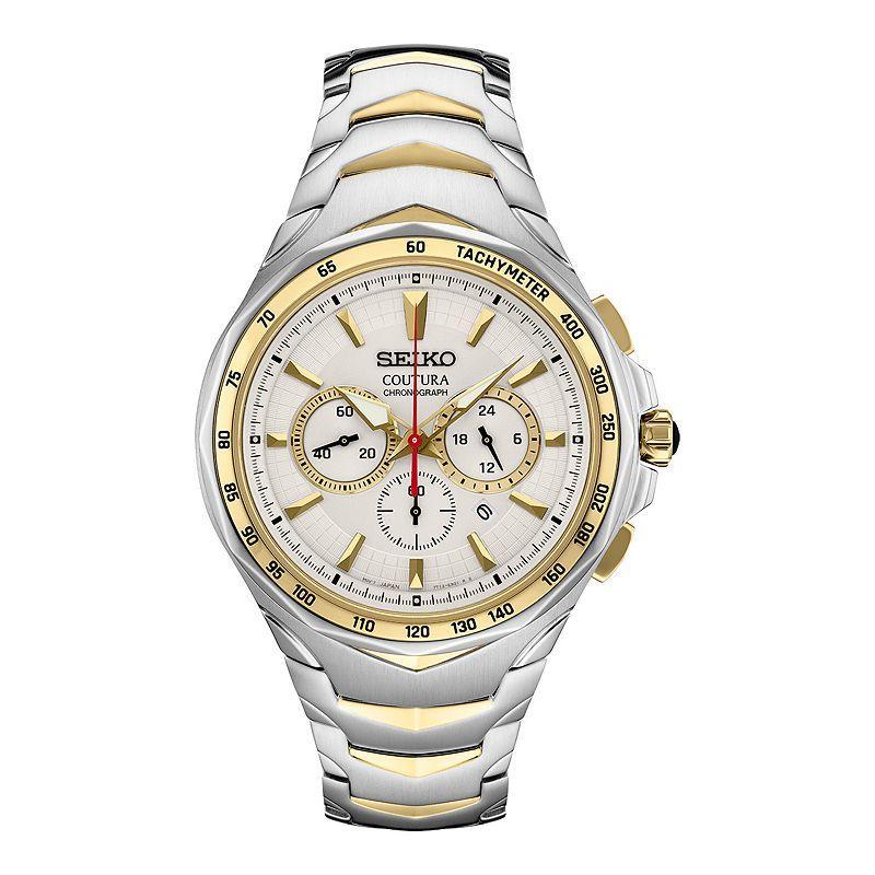 Mens Seiko Coutura Quartz Stainless Steel & Gold-Tone Watch - SRWZ24 White Product Image