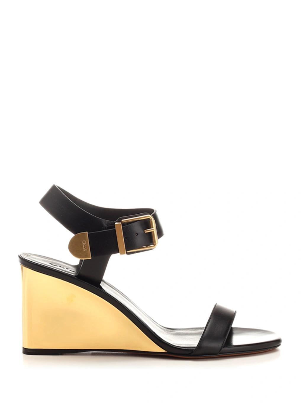 Rebecca Leather Wedge Sandals In Black Product Image