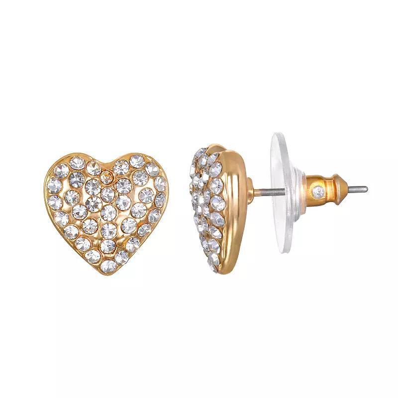 Emberly Pave Heart Stud Earrings, Womens, Multicolor Product Image