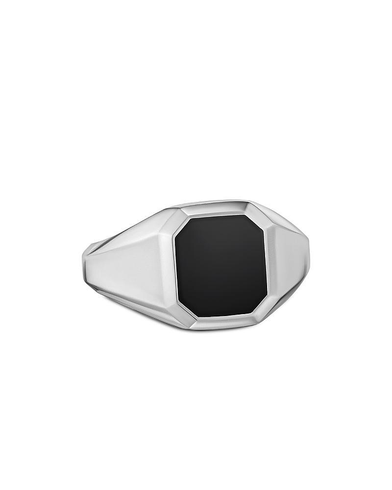 David Yurman Mens Streamline Signet Ring in Sterling Silver with Black Onyx, 14mm Product Image