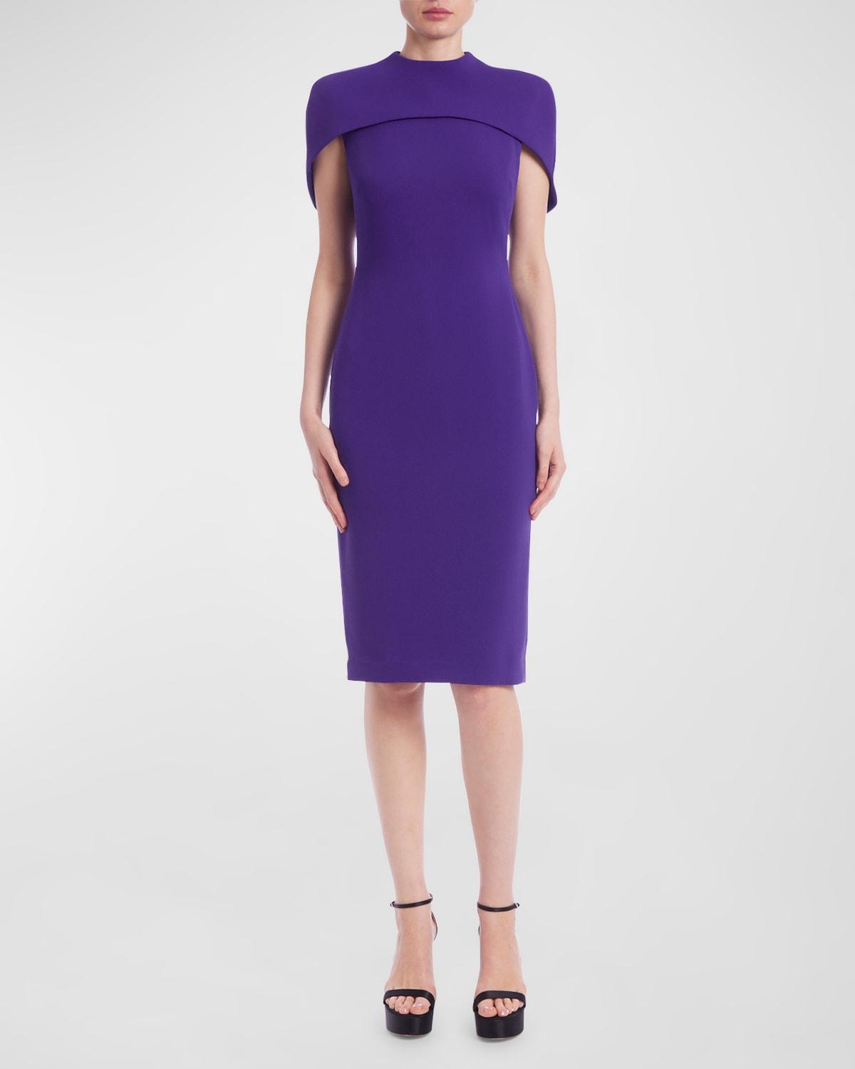 Mock-Neck Bodycon Cape Midi Dress Product Image