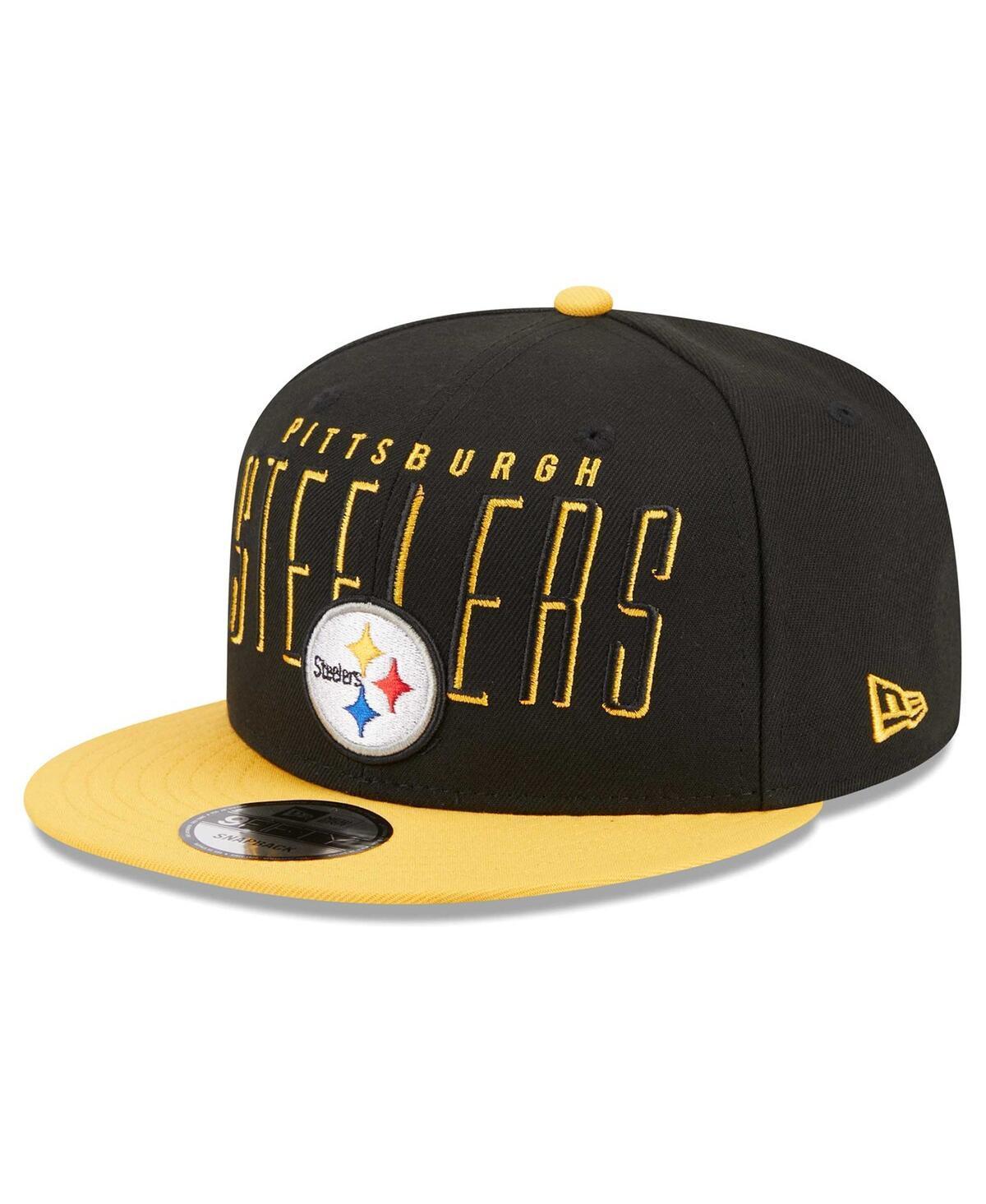 Mens New Era Black Pittsburgh Steelers Headline 9FIFTY Snapback Hat - Black Product Image