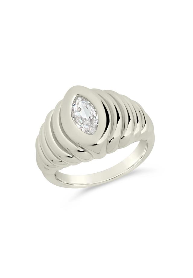 CZ Studded Croissant Ring Product Image