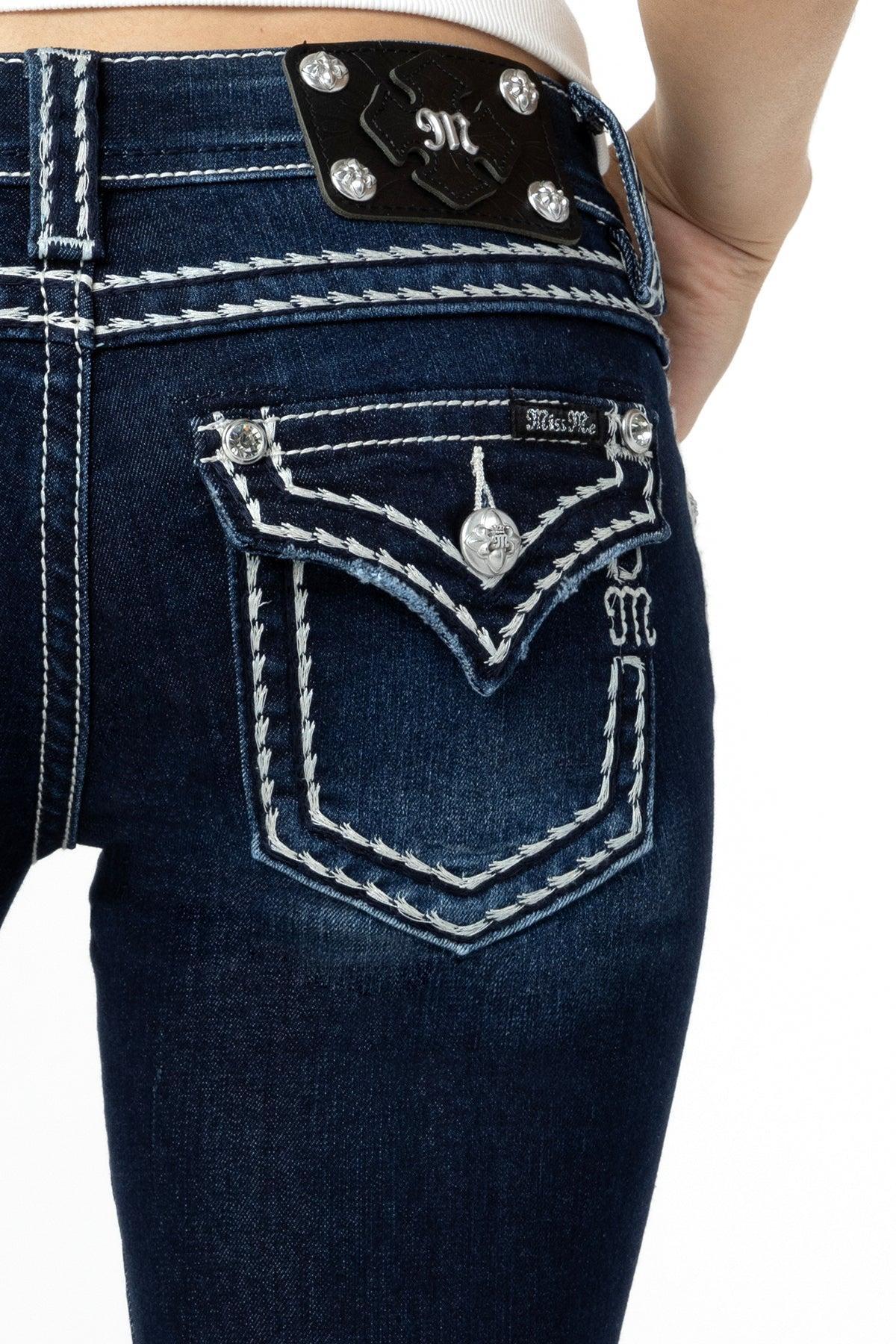 Loose Saddle Stitch Border Skinny Jeans Product Image