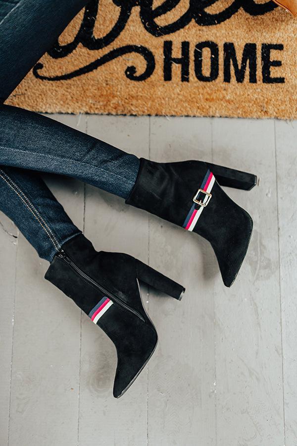 The Jet Set Faux Suede Bootie In Black Product Image