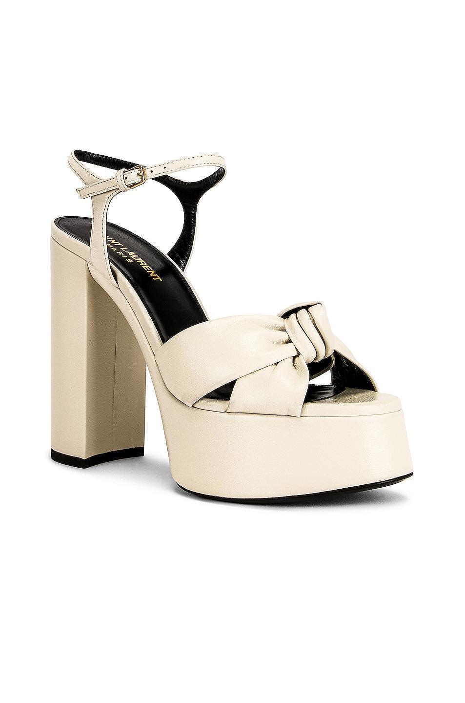 Saint Laurent Bianca Platform Sandals in Pearl - White. Size 39 (also in 37.5, 39.5). Product Image