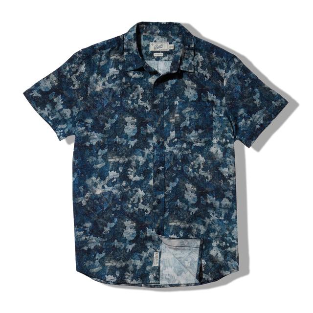 Bedford Textured Printed Shirt - Blue Camo Print Product Image