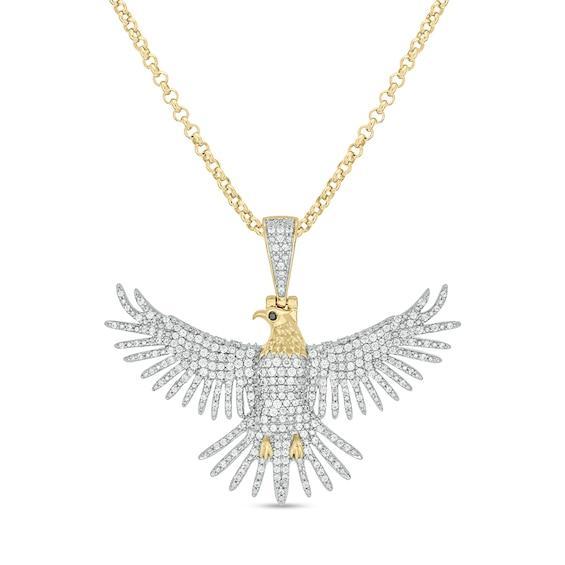 Men's 1 CT. T.w. Diamond Eagle Pendant in Sterling Silver with 14K Gold Plate Product Image