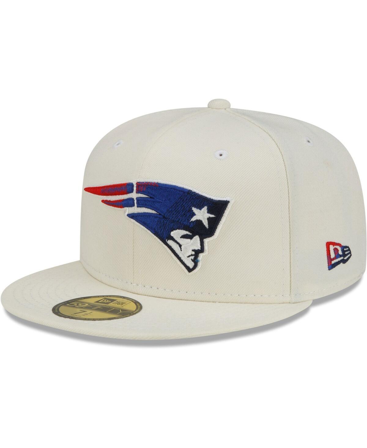 Mens New Era Cream New England Patriots Chrome Color Dim 59FIFTY Fitted Hat Product Image