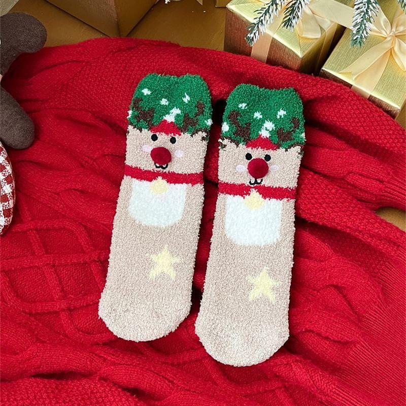 Christmas Cartoon Fleece Socks Product Image