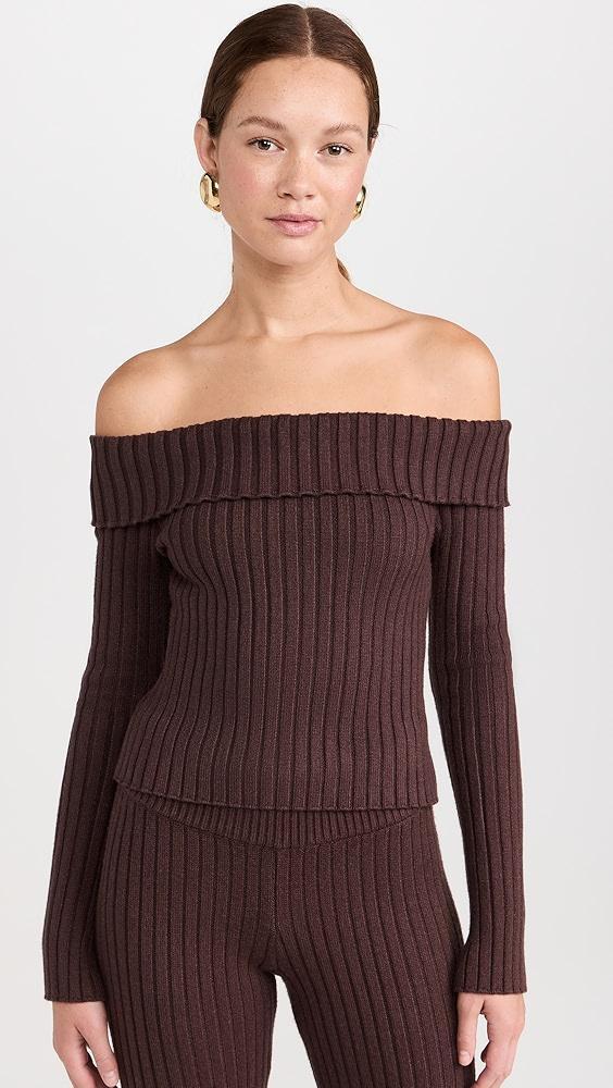 GUIZIO Thalia Rib Off Shoulder Sweater | Shopbop Product Image