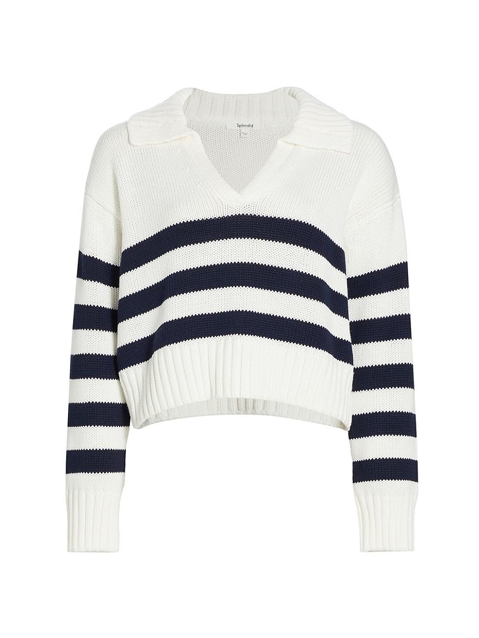 Womens Parker Striped Cotton Polo Sweater Product Image