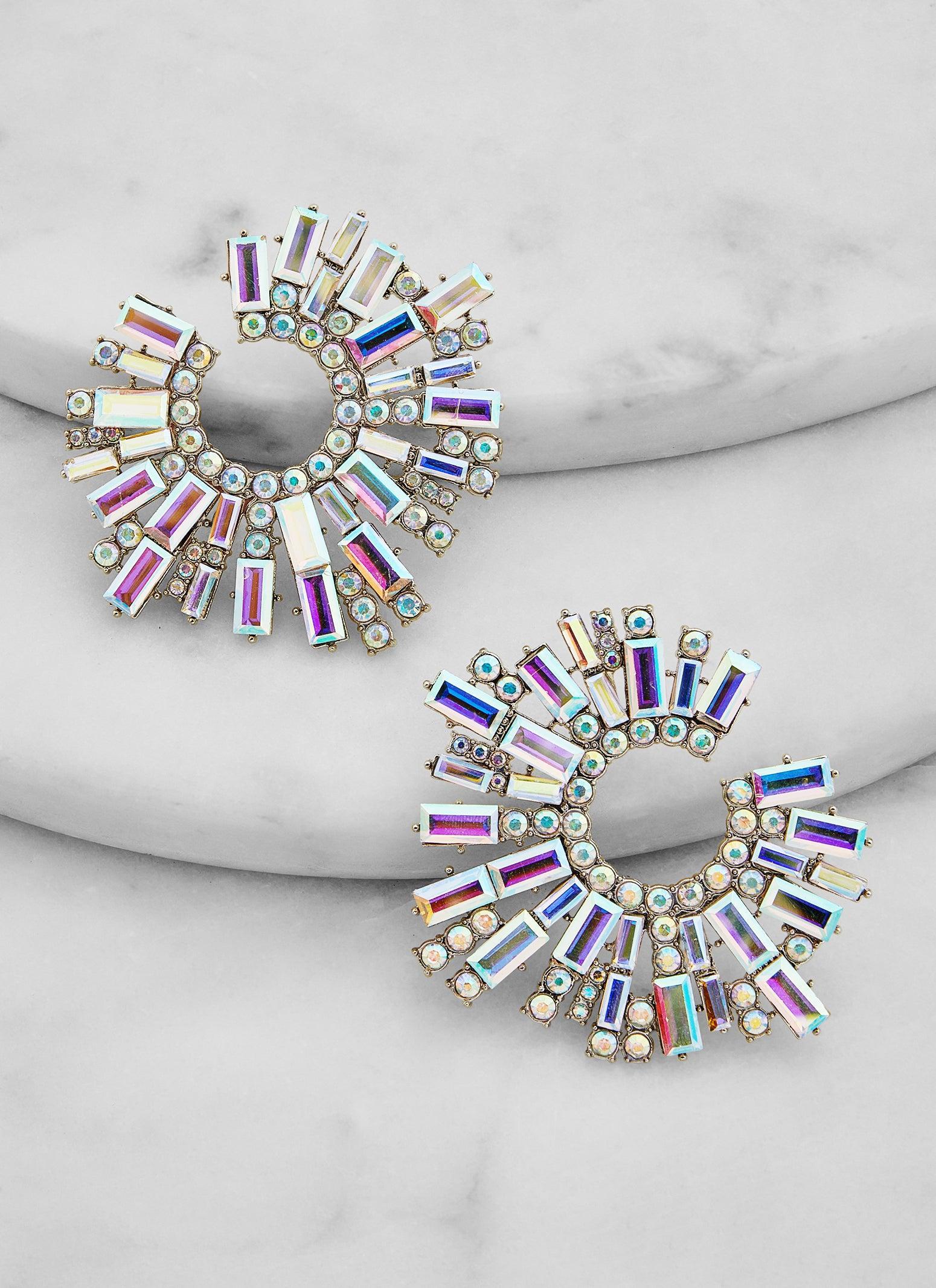 Rhinestone Open Circle Statement Earrings Female Product Image