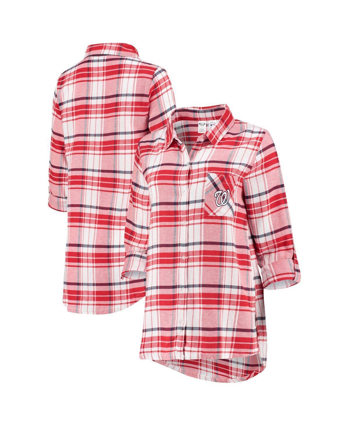 Womens Concepts Sport /Navy Washington Nationals Accolade Flannel Nightshirt Product Image