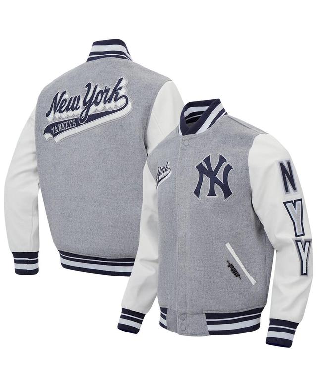 Pro Standard Mens Heather Gray New York Yankees Script Tail Wool Full-Zip Varity Jacket Product Image