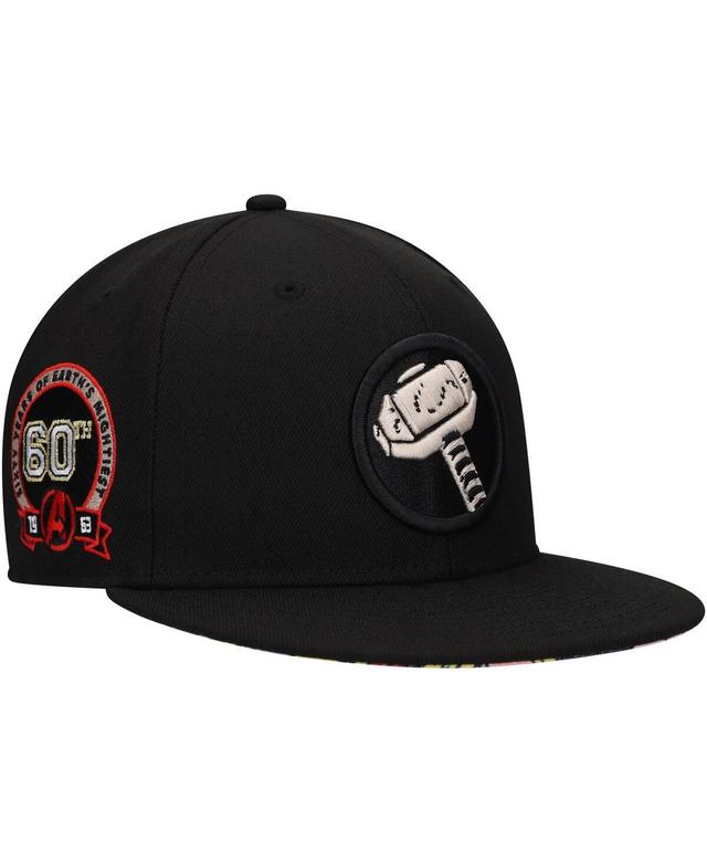 Mens Black Thor Marvel 60th Anniversary Snapback Hat Product Image