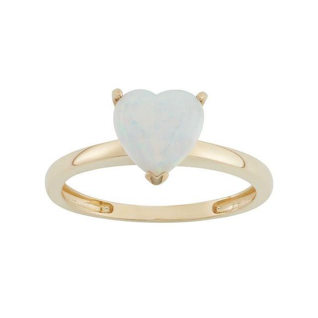 Designs by Gioelli Lab-Created Opal 10k Gold Heart Ring, Womens White Product Image