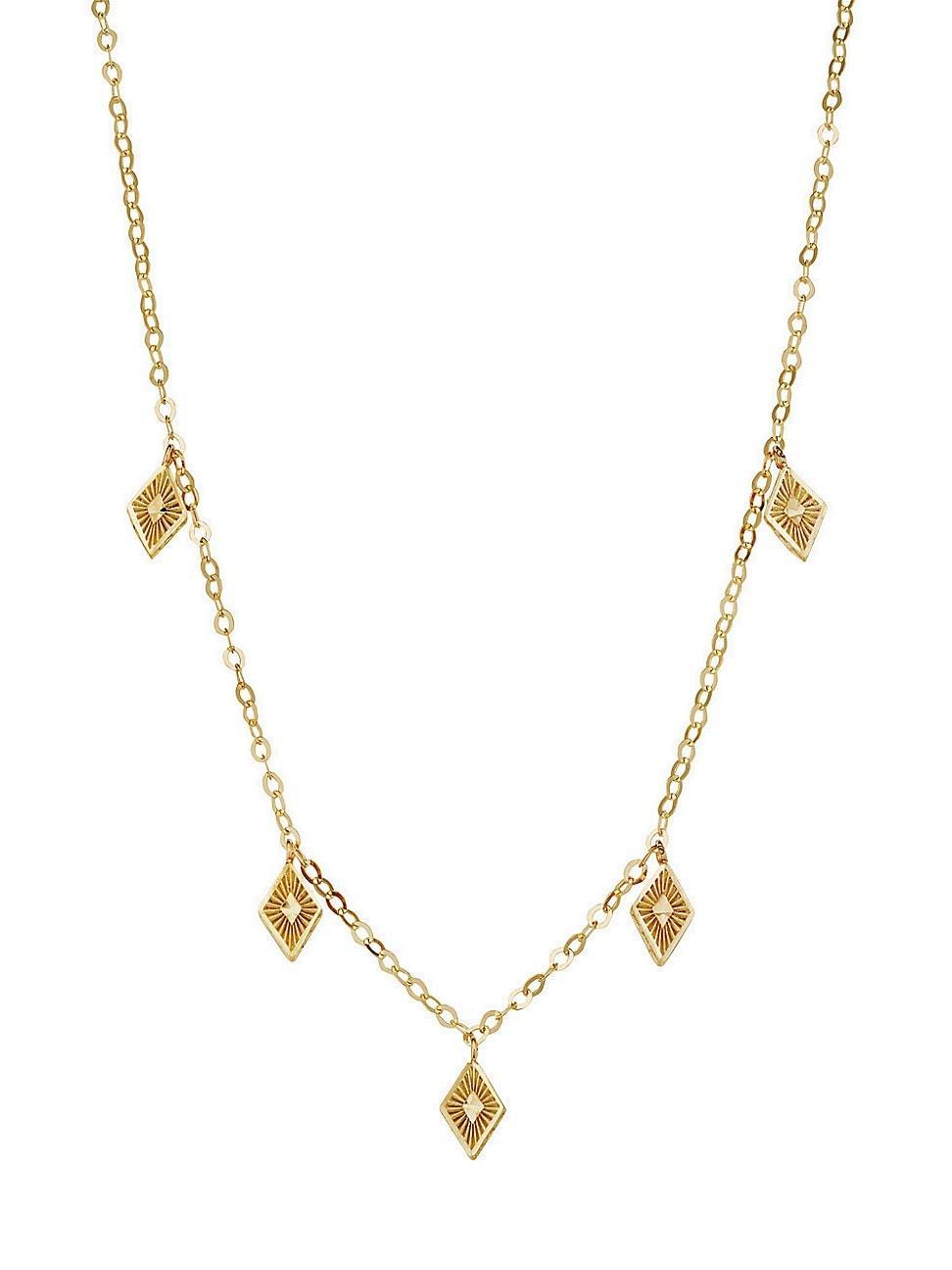 Womens 14K Yellow Gold Roma Diamond Station Charm Necklace Product Image