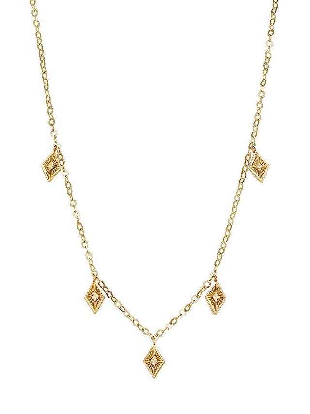 Womens 14K Yellow Gold Roma Diamond Station Charm Necklace Product Image