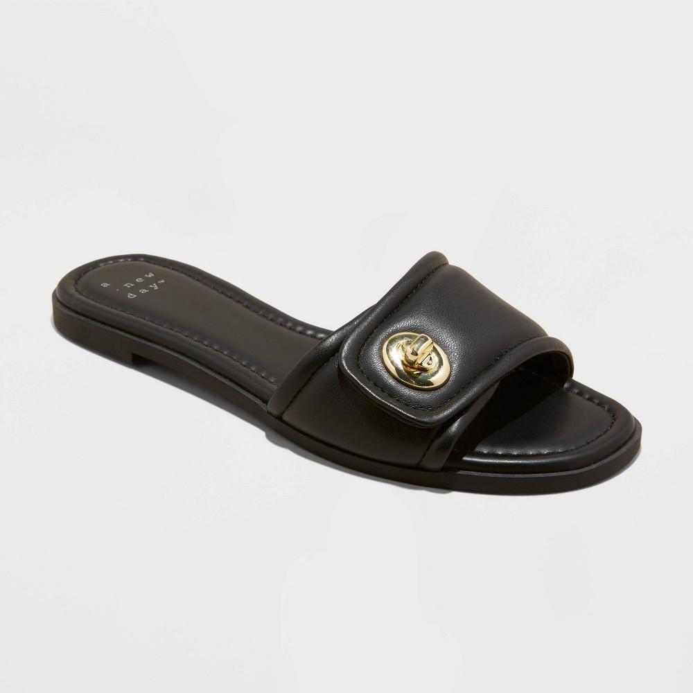 Womens Audrey Slide Sandals - A New Day Black 8 Product Image