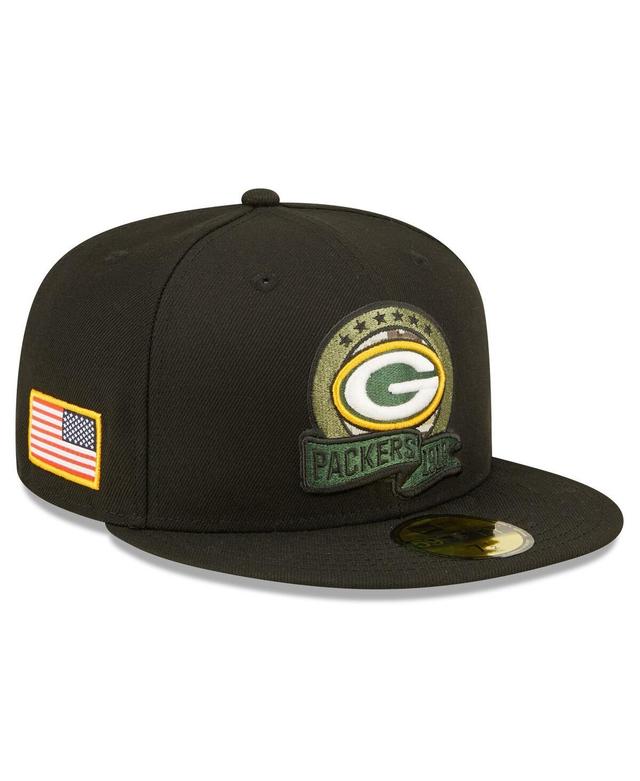 Mens New Era Black Green Bay Packers 2022 Salute To Service 59FIFTY Fitted Hat Product Image