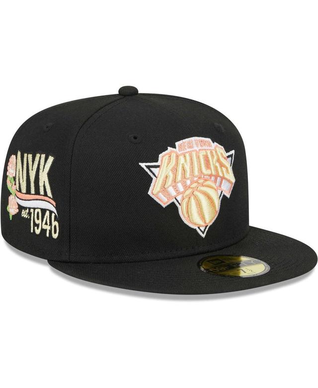 Mens New Era Black New York Knicks Floral Side 59FIFTY Fitted Hat Product Image