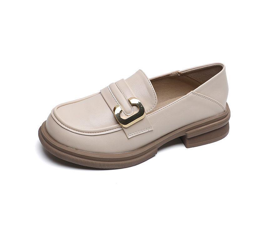 Faux Leather Round Toe Loafers Product Image