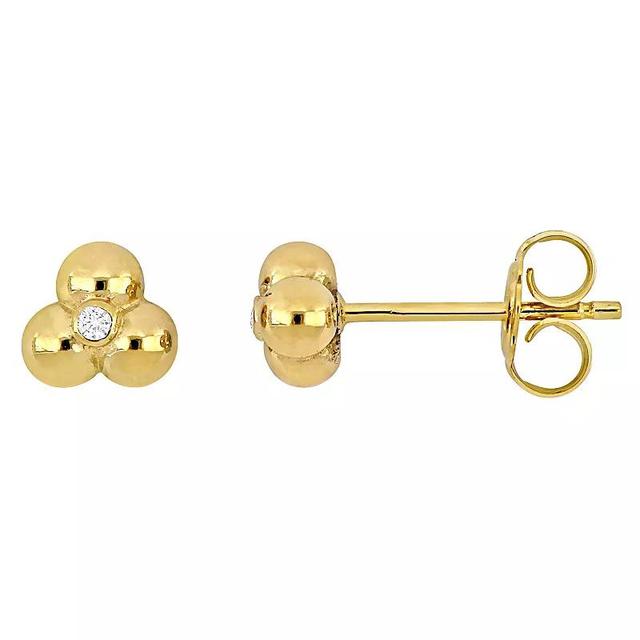 Stella Grace 14k Gold Diamond Accent 3-Bead Stud Earrings, Womens Product Image