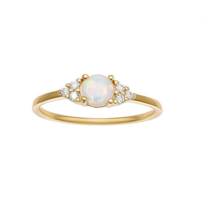 PRIMROSE Sterling Silver White Opal & Cubic Zirconia Cluster Ring, Womens Yellow Product Image