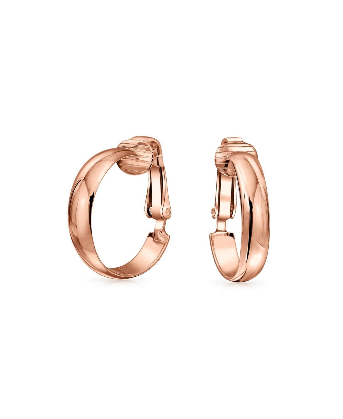 Bling Jewelry Classic Basic Simple Polished Lightweight Clip On Hoop Earrings For Women Non Pierced Ears Gold Plated .925 Sterling Silver .75 Dia Product Image