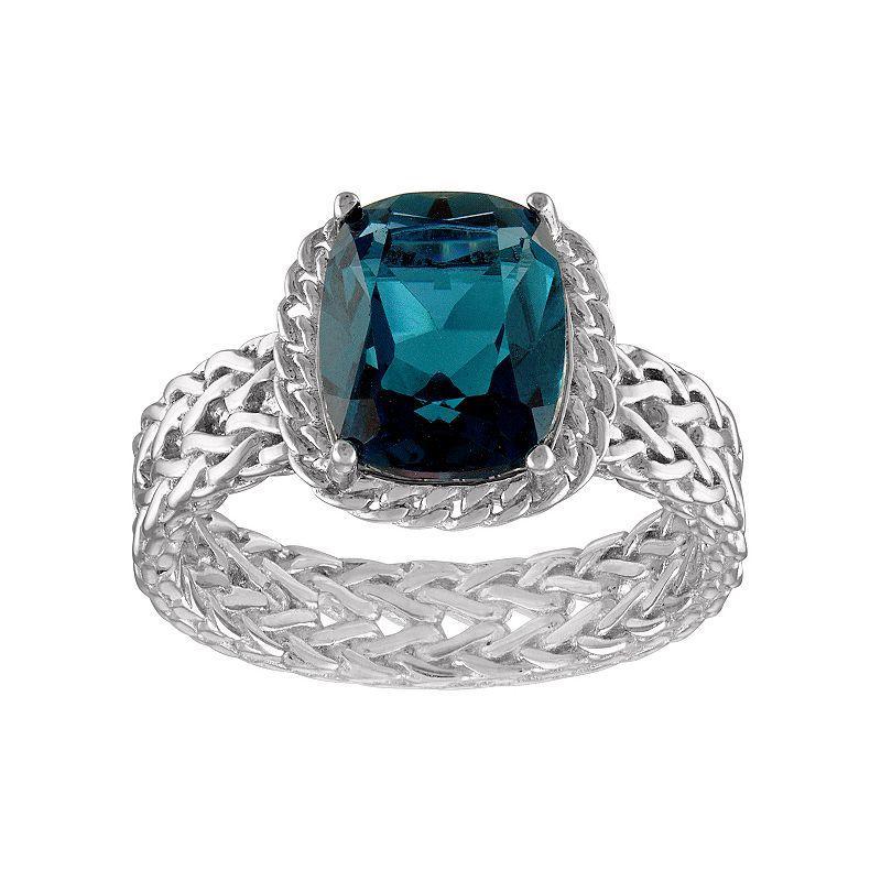 Tiara Sterling Silver London Blue Topaz Byzantine Ring, Womens Product Image