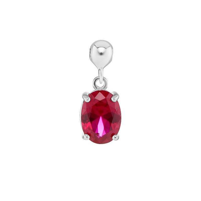 PRIMROSE Sterling Silver Oval Cubic Zirconia Sliding Charm, Womens, Red Product Image