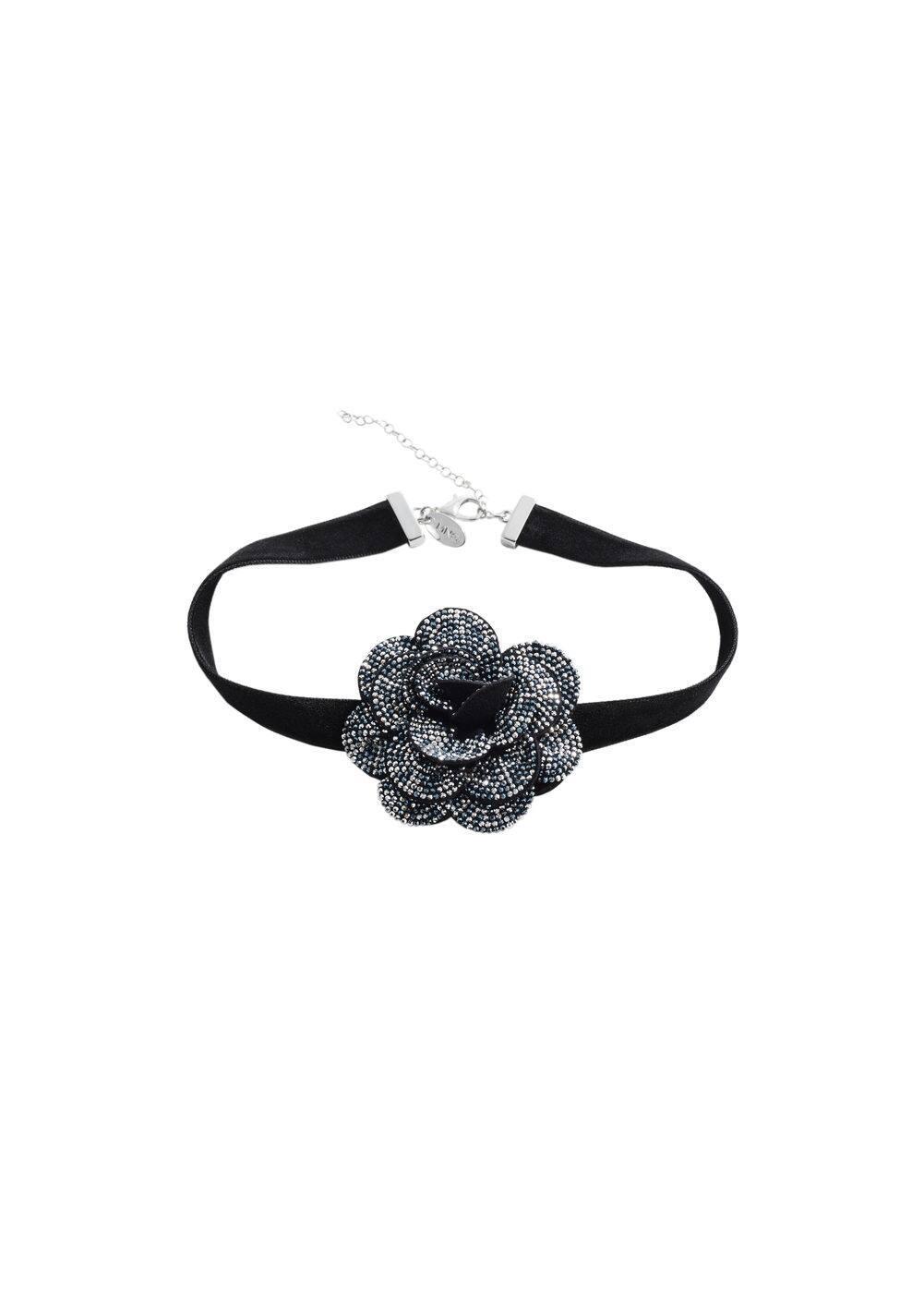 MANGO - Maxi-flower crystal choker - One size - Women Product Image