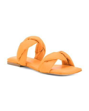 Leather Knotted Slide Sandals For Women Product Image