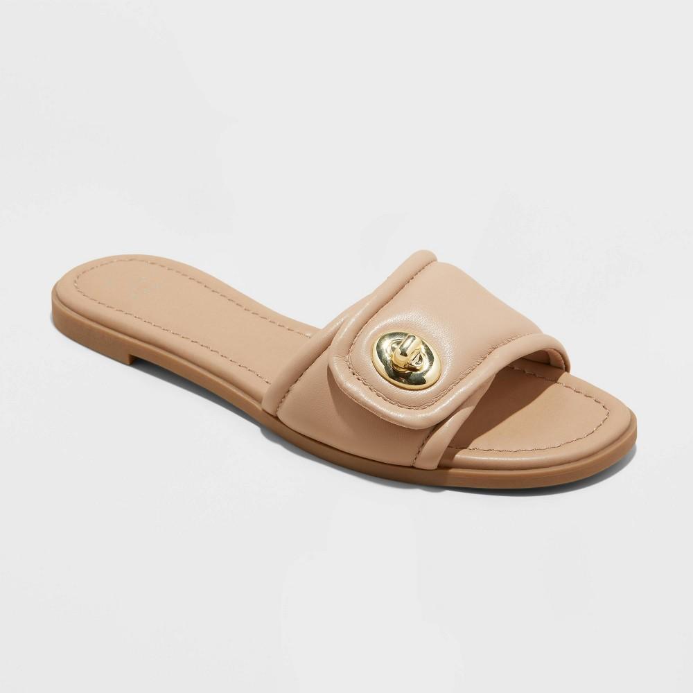 Womens Audrey Slide Sandals - A New Day Taupe 9 Product Image