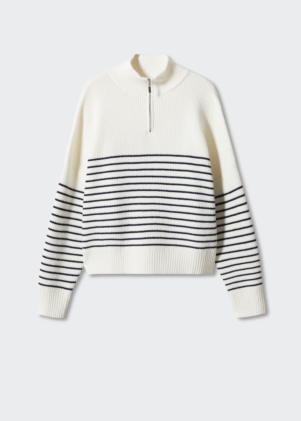 MANGO Stripe Half Zip Sweater Product Image