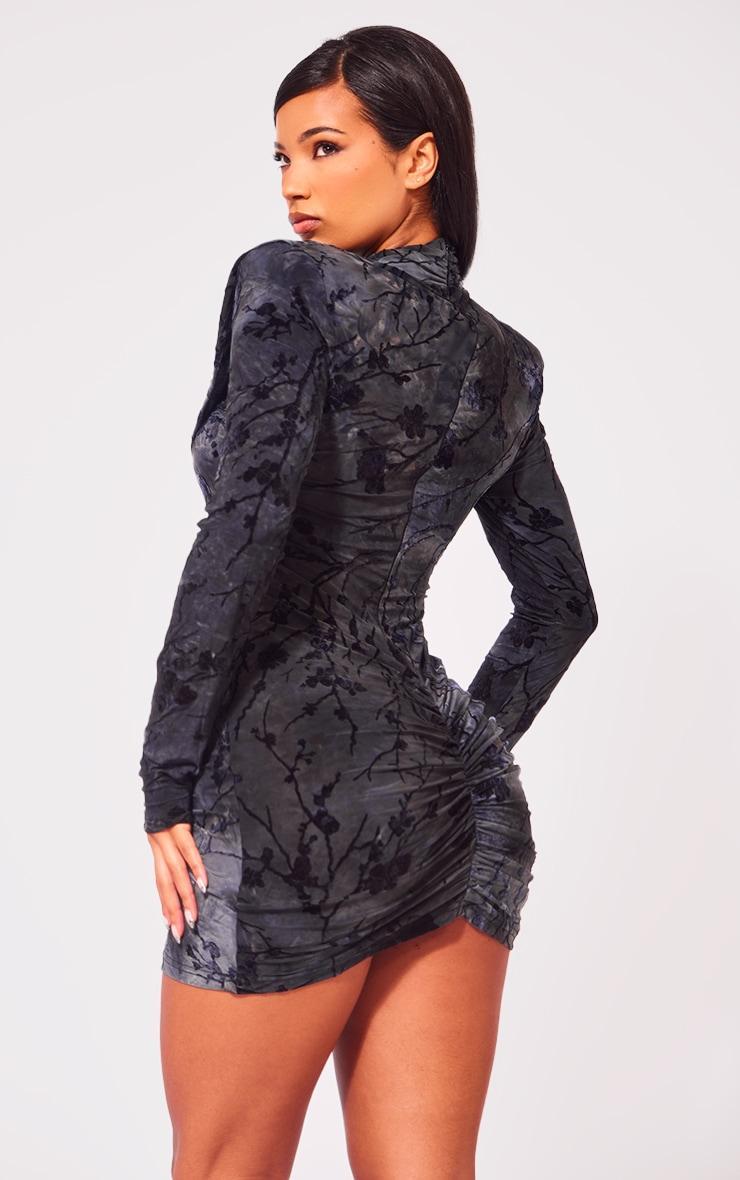 Charcoal Grey Structured Devore Soft Touch Mini Dress Product Image