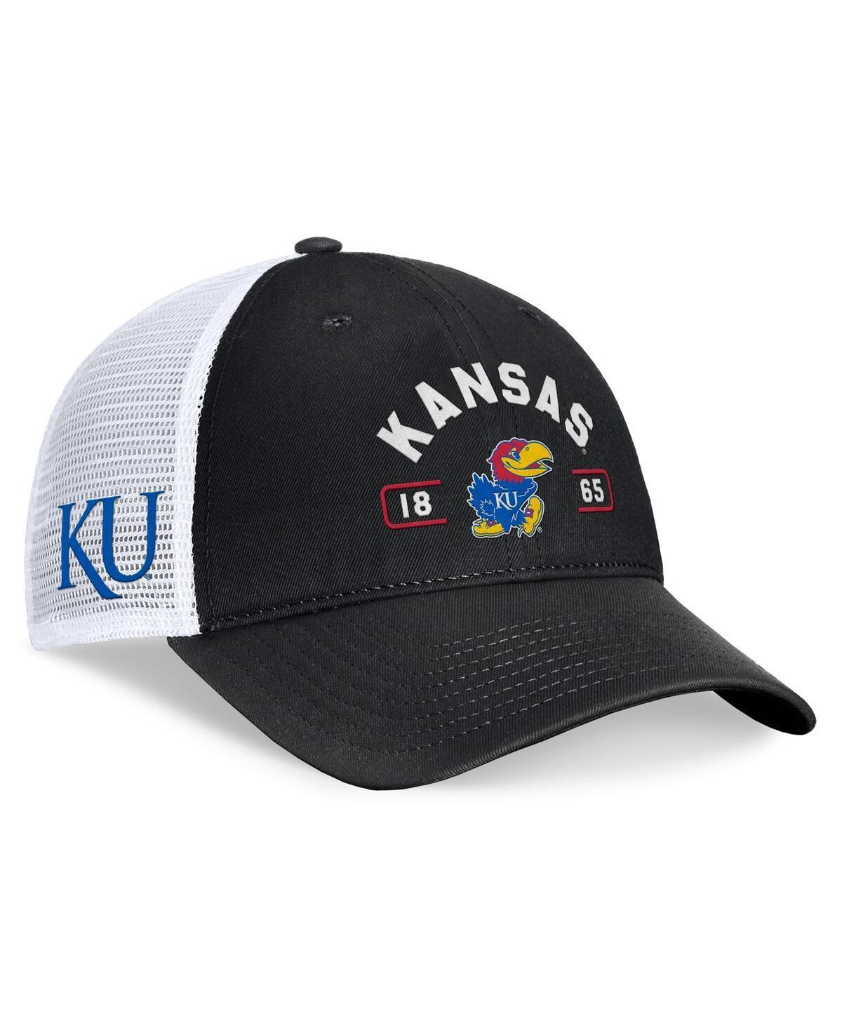 Top of the World Mens Black Kansas Jayhawks Free Kick Trucker Adjustable Hat - Black, White Product Image