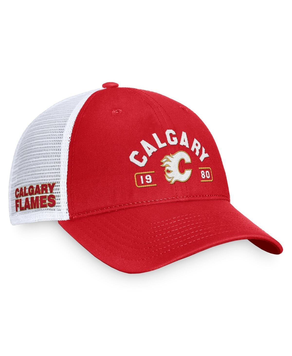 Mens Fanatics Red/White Calgary Flames Free Kick Trucker Adjustable Hat Product Image